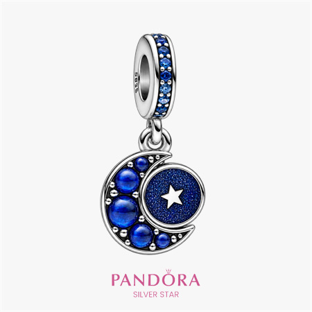 blue-&-star-moon چارم آویز چرخان ماه درخشان - تصویر 1
